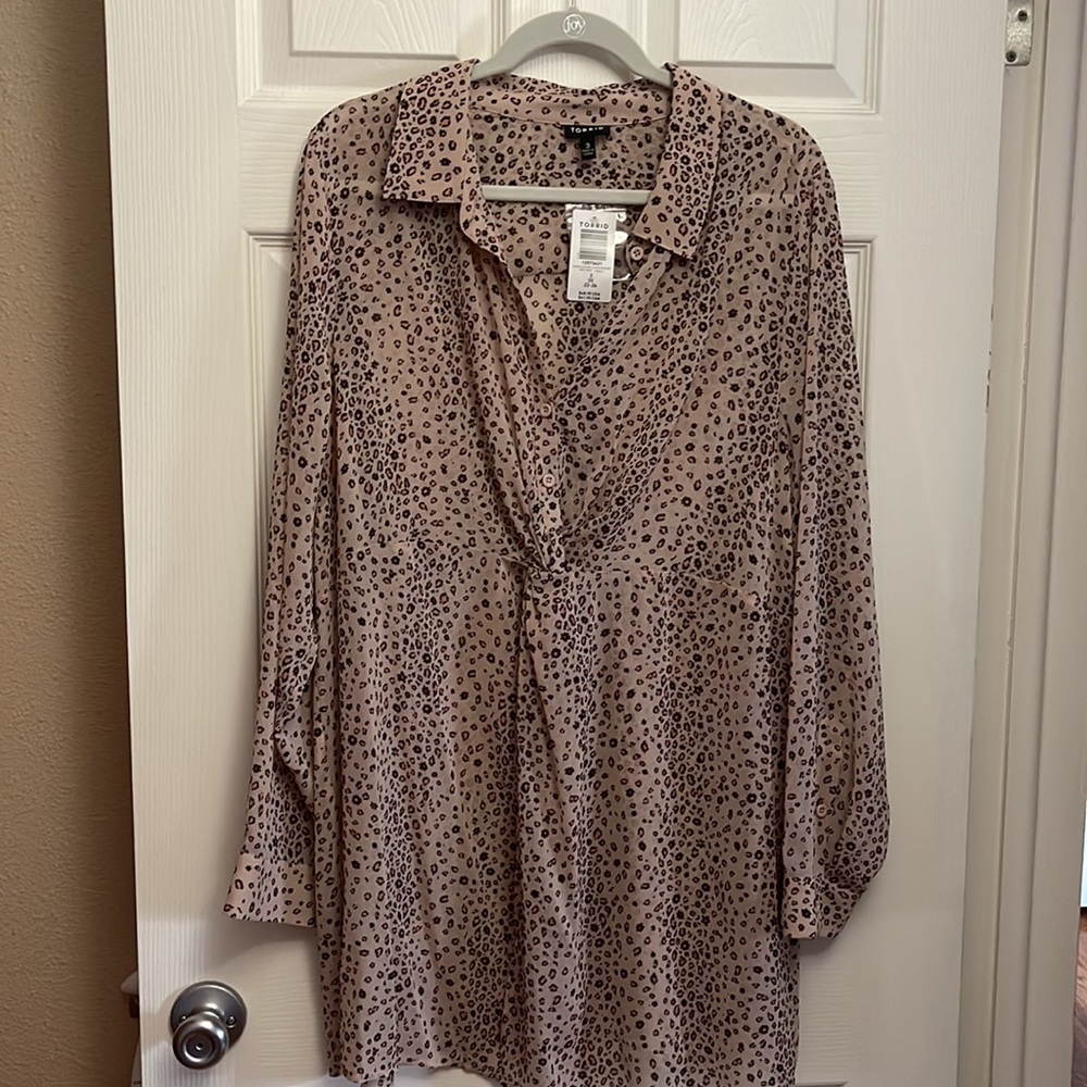 Brand new leopard print sheer tunic